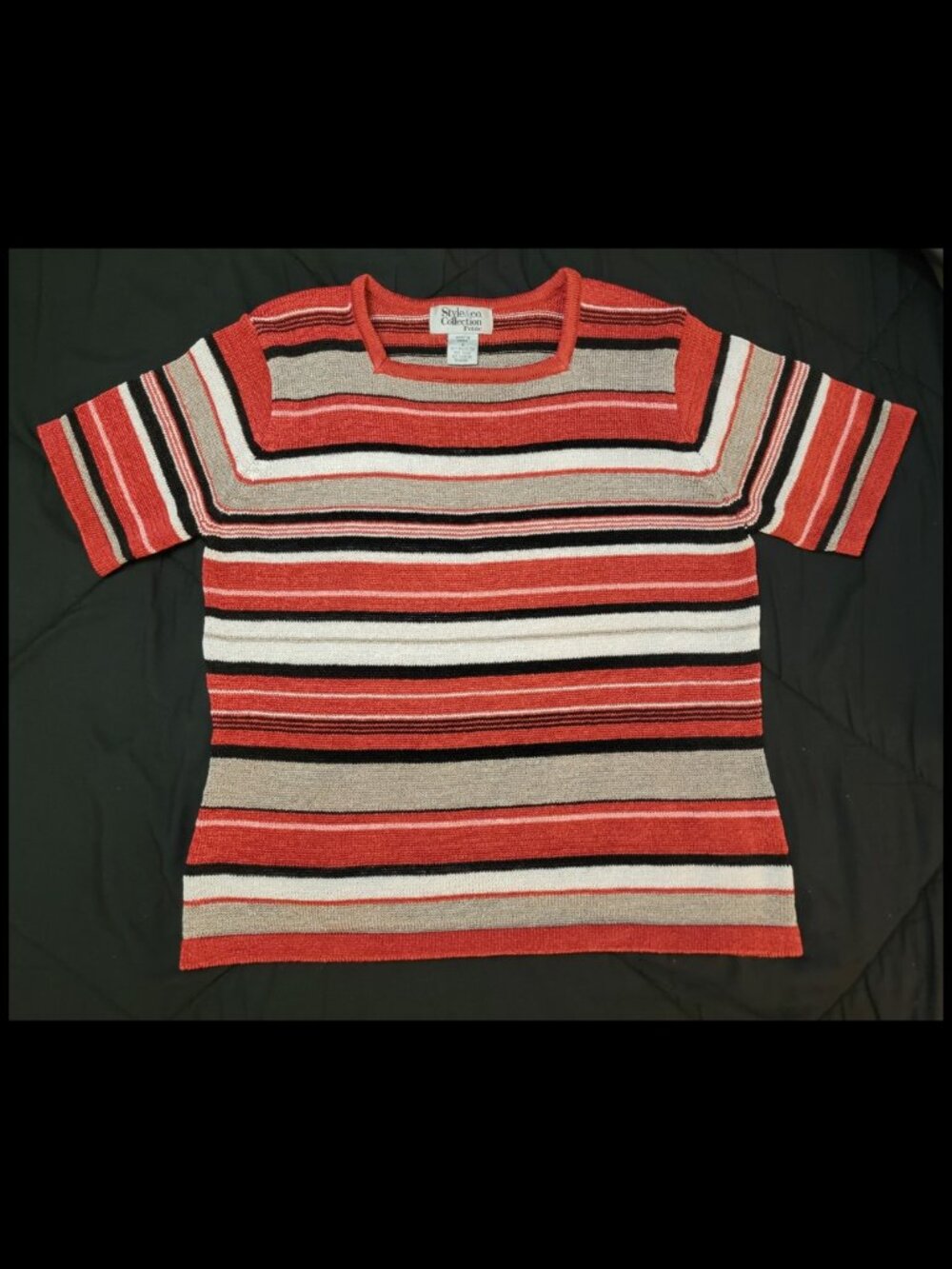 Style & Co. Collection Petite Striped Knit Top Size 8